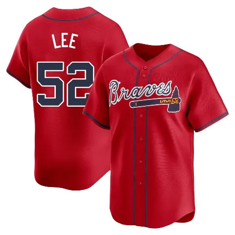 Youth Atlanta Braves ＃52 Dylan Lee Red Limited Alternate Jersey