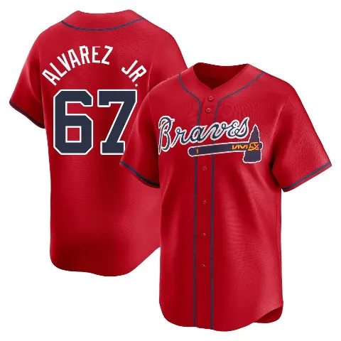 Youth Atlanta Braves ＃67 Nacho Alvarez Jr. Red Limited Alternate Jersey