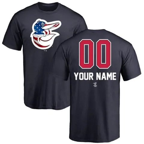 Youth Baltimore Orioles ＃00 Custom T-Shirt Navy Custom Name and Number Banner Wave T-Shirt -
