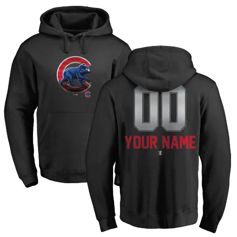 Youth Chicago Cubs ＃00 Custom Hoodie Black Custom Midnight Mascot Pullover Hoodie -