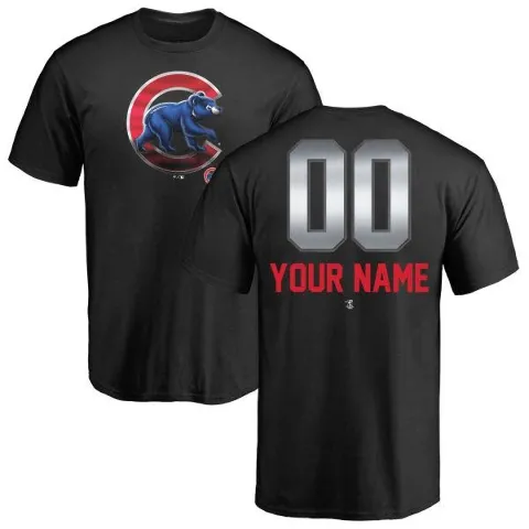 Youth Chicago Cubs ＃00 Custom T-Shirt Black Custom Midnight Mascot T-Shirt -