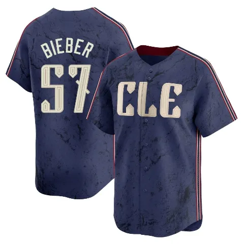 Youth Cleveland Guardians ＃57 Shane Bieber Navy Limited 2024 City Connect Jersey