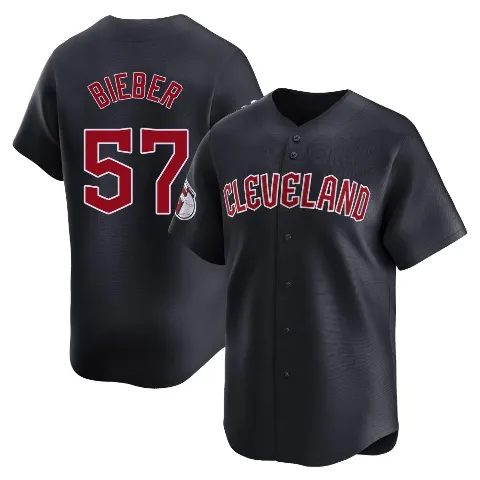Youth Cleveland Guardians ＃57 Shane Bieber Navy Limited Alternate Jersey