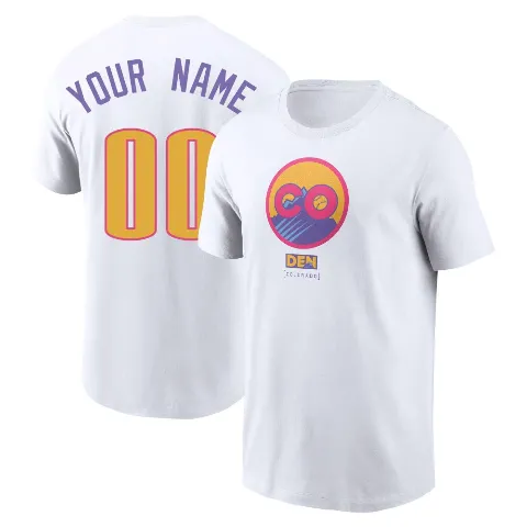 Youth Colorado Rockies ＃00 Custom T-Shirt White Custom 2025 City Connect Name & Number T-Shirt