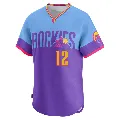 Youth Colorado Rockies ＃12 Sean Bouchard Purple/Light Limited Blue 2025 City Connect Jersey
