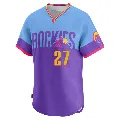 Youth Colorado Rockies ＃27 Jordan Beck Purple/Light Limited Blue 2025 City Connect Jersey