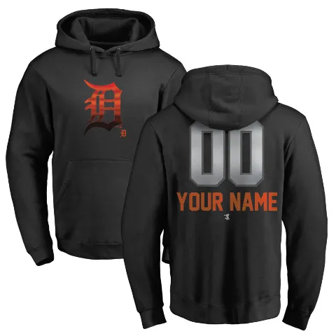 Youth Detroit Tigers ＃00 Custom Hoodie Black Custom Midnight Mascot Pullover Hoodie -