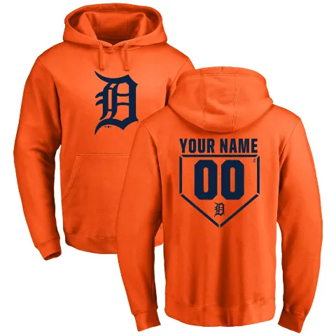 Youth Detroit Tigers ＃00 Custom Hoodie Orange Custom RBI Pullover Hoodie -