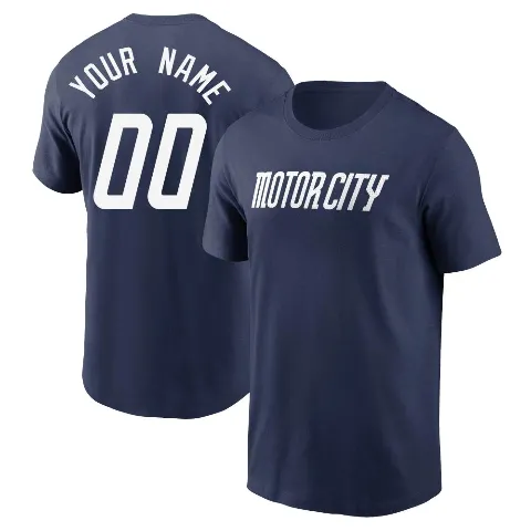 Youth Detroit Tigers ＃00 Custom T-Shirt Navy Custom 2024 City Connect Fuse Name & Number T-Shirt
