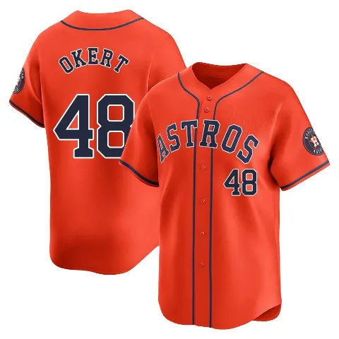 Youth Houston Astros ＃48 Steven Okert Orange Limited Alternate Jersey