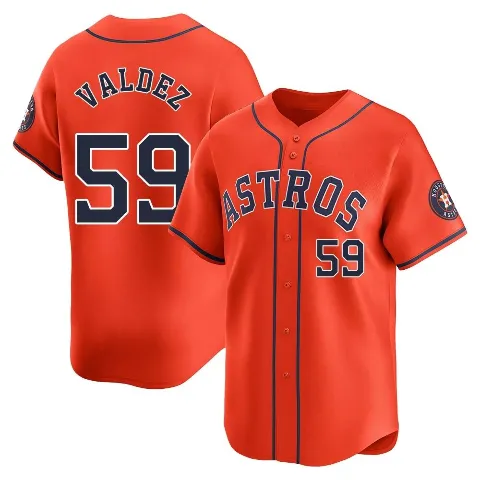Youth Houston Astros ＃59 Framber Valdez Orange Limited Alternate Jersey