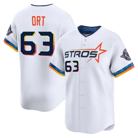 Youth Houston Astros ＃63 Kaleb Ort White Limited 2025 City Connect Jersey