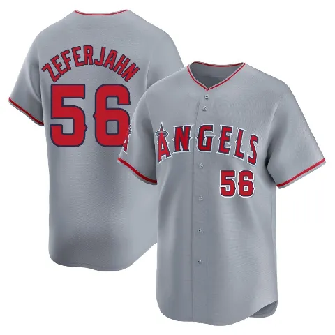 Youth Los Angeles Angels ＃56 Ryan Zeferjahn Gray Limited Away Jersey