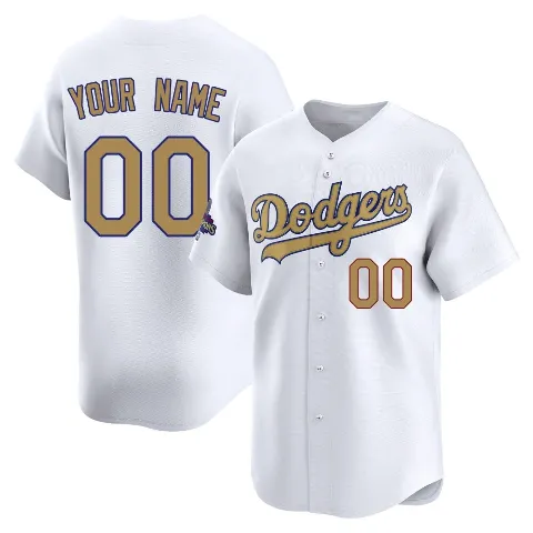 Youth Los Angeles Dodgers ＃00 Custom Gold Limited White 2025 Collection Jersey