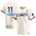 Youth Los Angeles Dodgers ＃11 Roki Sasaki Cream Limited 2024 City Connect World Series Champions Jersey