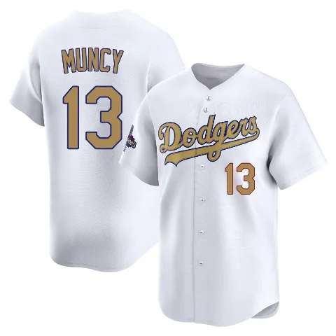 Youth Los Angeles Dodgers ＃13 Max Muncy Gold Limited White 2025 Collection Jersey
