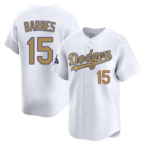 Youth Los Angeles Dodgers ＃15 Austin Barnes Gold Limited White 2025 Collection Jersey