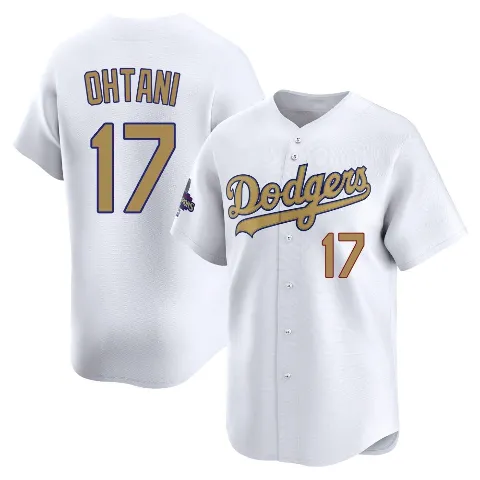 Youth Los Angeles Dodgers ＃17 Shohei Ohtani Gold Limited White 2025 Collection Jersey