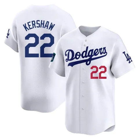 Youth Los Angeles Dodgers ＃22 Clayton Kershaw White Limited 2024 World Tour Seoul Series Home Jersey