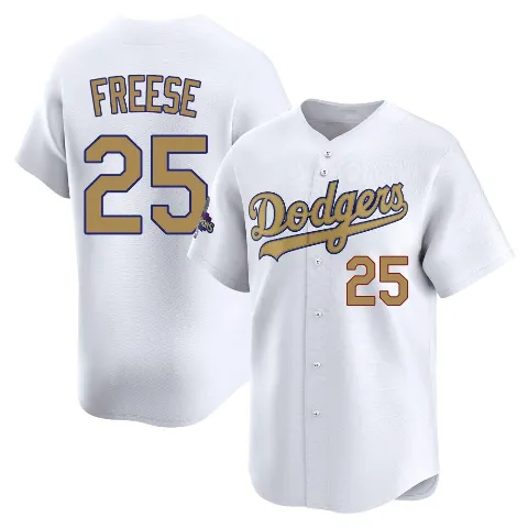 Youth Los Angeles Dodgers ＃25 David Freese Gold Limited White 2025 Collection Jersey