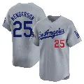 Youth Los Angeles Dodgers ＃25 Rickey Henderson Gray Limited Away World Series Champions Jersey