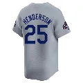 Youth Los Angeles Dodgers ＃25 Rickey Henderson Gray Limited Away World Series Champions Jersey