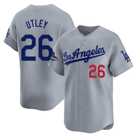 Youth Los Angeles Dodgers ＃26 Chase Utley Gray Limited Away World Series Champions Jersey