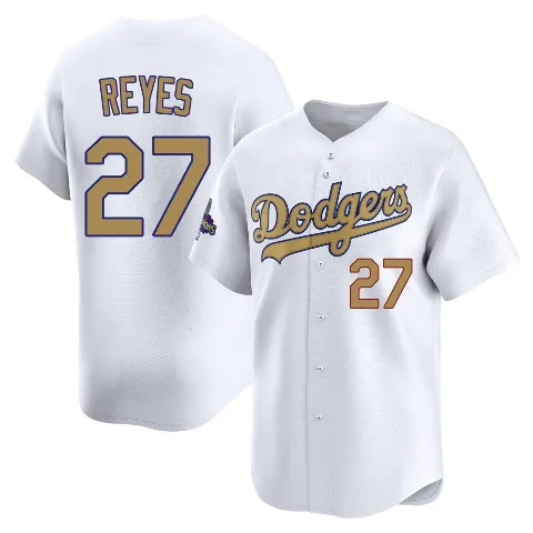 Youth Los Angeles Dodgers ＃27 Alex Reyes Gold Limited White 2025 Collection Jersey