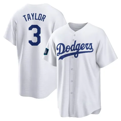 Youth Los Angeles Dodgers ＃3 Chris Taylor White Replica 2024 World Tour Seoul Series Home Jersey