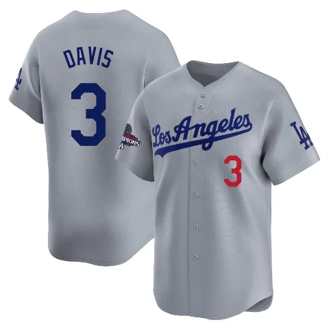 Youth Los Angeles Dodgers ＃3 Willie Davis Gray Limited Away World Series Champions Jersey