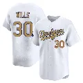 Youth Los Angeles Dodgers ＃30 Maury Wills Gold Limited White 2025 Collection Jersey