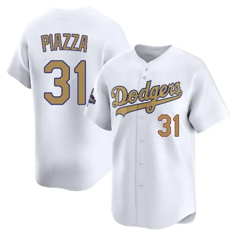 Youth Los Angeles Dodgers ＃31 Mike Piazza Gold Limited White 2025 Collection Jersey