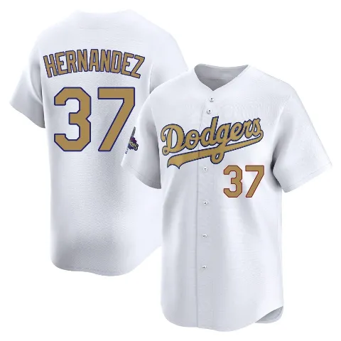 Youth Los Angeles Dodgers ＃37 Teoscar Hernandez Gold Limited White 2025 Collection Jersey