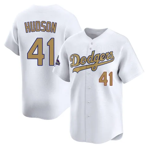 Youth Los Angeles Dodgers ＃41 Daniel Hudson Gold Limited White 2025 Collection Jersey