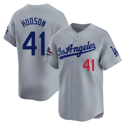 Youth Los Angeles Dodgers ＃41 Daniel Hudson Gray Limited Away World Series Champions Jersey