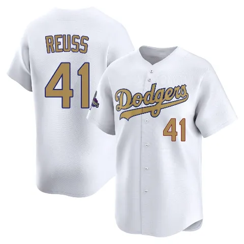 Youth Los Angeles Dodgers ＃41 Jerry Reuss Gold Limited White 2025 Collection Jersey