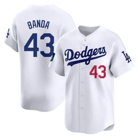Youth Los Angeles Dodgers ＃43 Anthony Banda White Limited 2024 World Tour Seoul Series Home Jersey
