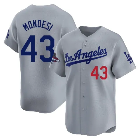 Youth Los Angeles Dodgers ＃43 Raul Mondesi Gray Limited Away World Series Champions Jersey