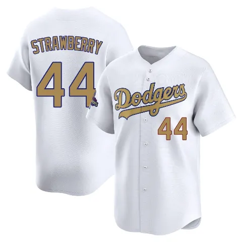 Youth Los Angeles Dodgers ＃44 Darryl Strawberry Gold Limited White 2025 Collection Jersey