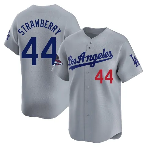 Youth Los Angeles Dodgers ＃44 Darryl Strawberry Gray Limited Away World Series Champions Jersey