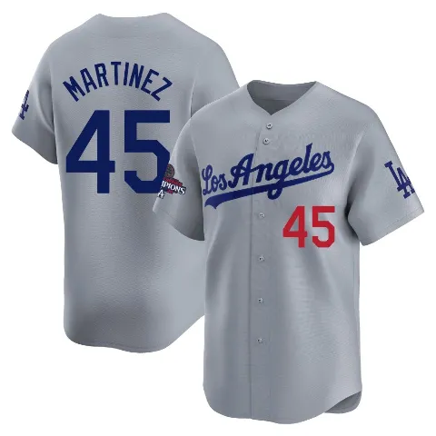 Youth Los Angeles Dodgers ＃45 Pedro Martinez Gray Limited Away World Series Champions Jersey