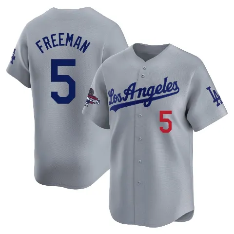 Youth Los Angeles Dodgers ＃5 Freddie Freeman Gray Limited Away World Series Champions Jersey