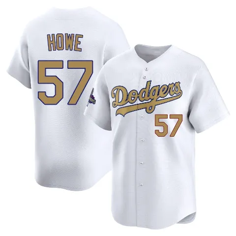 Youth Los Angeles Dodgers ＃57 Steve Howe Gold Limited White 2025 Collection Jersey