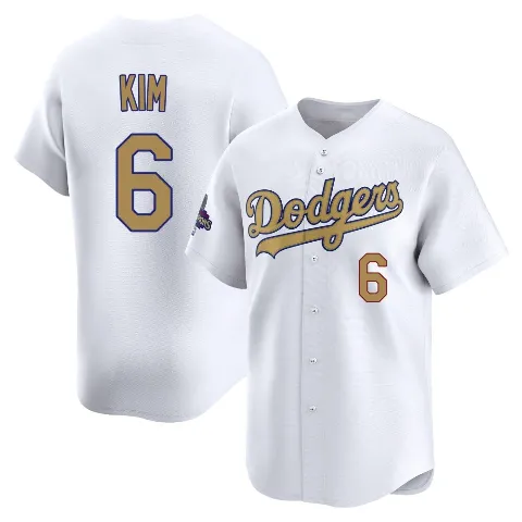 Youth Los Angeles Dodgers ＃6 Hyeseong Kim Gold Limited White 2025 Collection Jersey