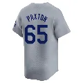 Youth Los Angeles Dodgers ＃65 James Paxton Gray Limited Away 2024 World Series Jersey