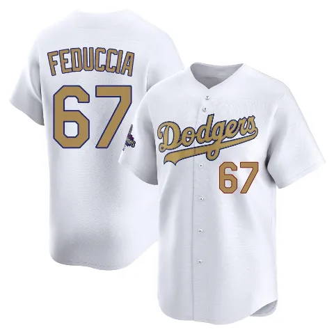 Youth Los Angeles Dodgers ＃67 Hunter Feduccia Gold Limited White 2025 Collection Jersey