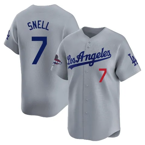 Youth Los Angeles Dodgers ＃7 Blake Snell Gray Limited Away World Series Champions Jersey