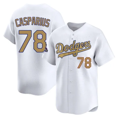 Youth Los Angeles Dodgers ＃78 Ben Casparius Gold Limited White 2025 Collection Jersey