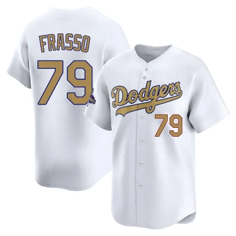 Youth Los Angeles Dodgers ＃79 Nick Frasso Gold Limited White 2025 Collection Jersey