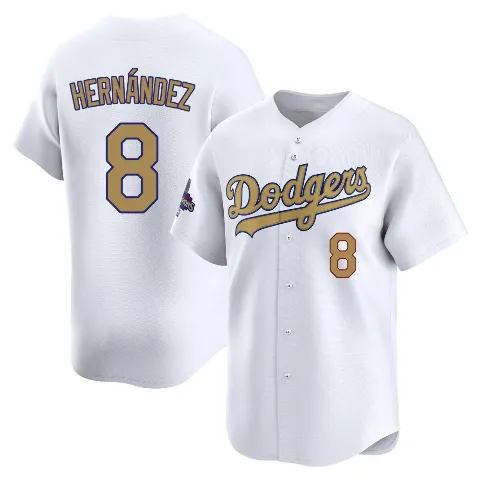 Youth Los Angeles Dodgers ＃8 Enrique Hernandez Gold Limited White 2025 Collection Jersey